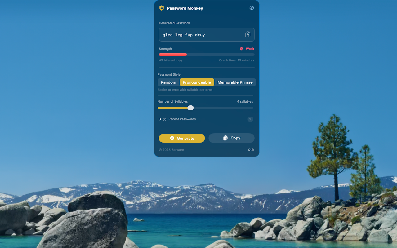 Password Monkey - Memorable word-based passphrases